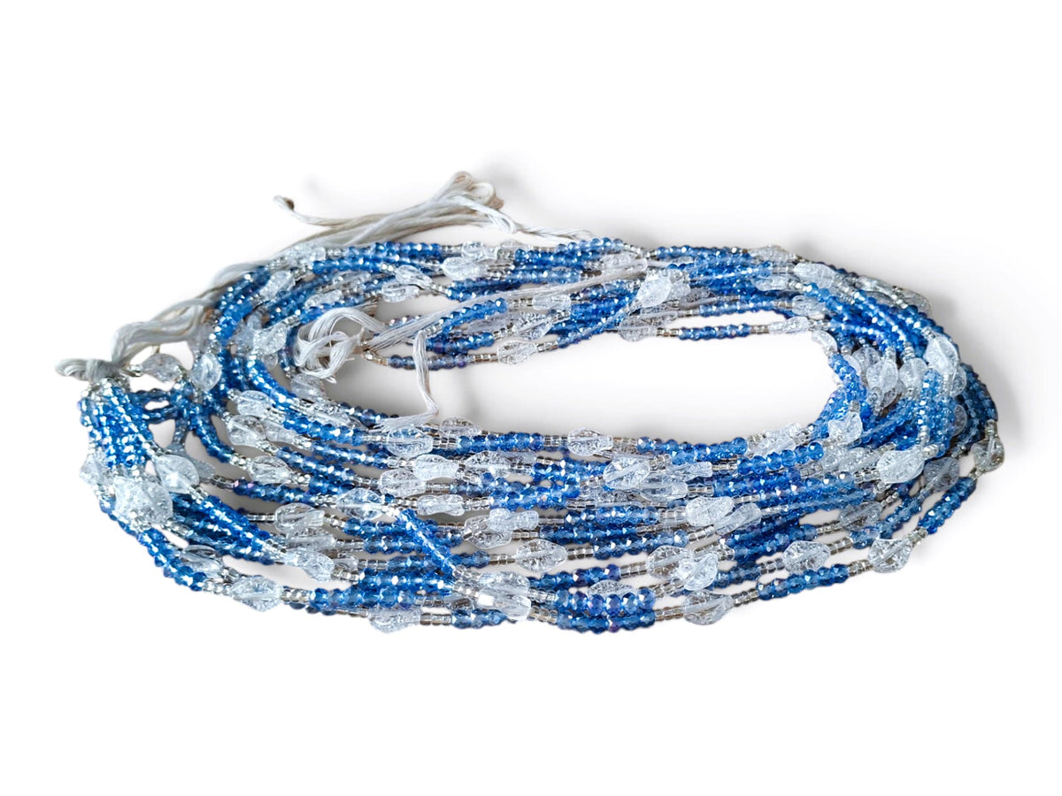 Waistbeads – blauw & kristal