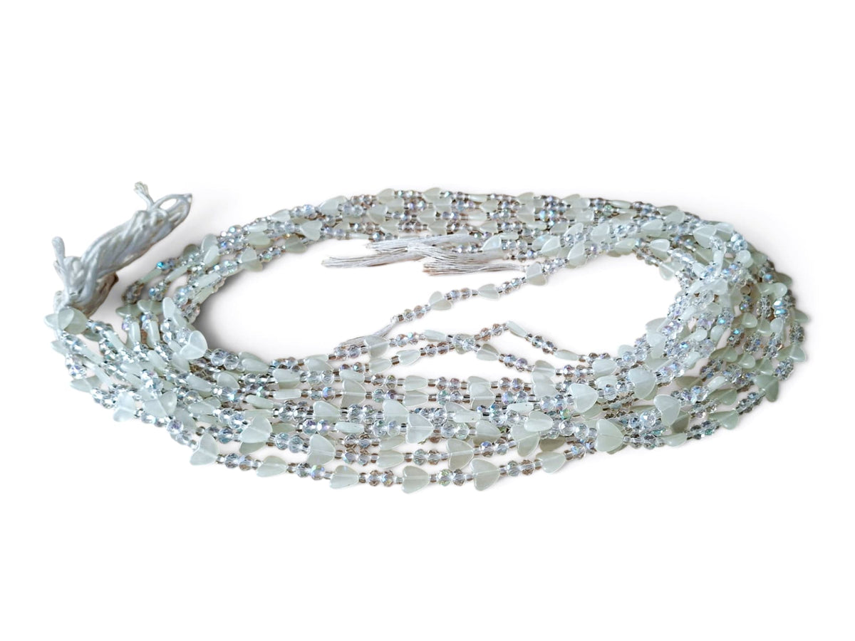 Waistbeads – parelmoer & kristal