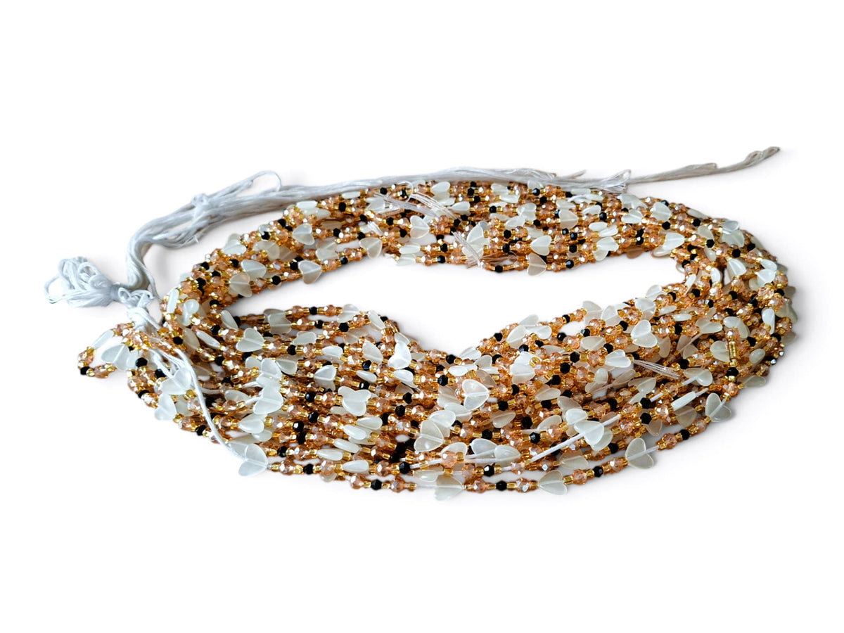 Waistbeads – goud & witte hartjes