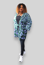 Afbeelding in Gallery-weergave laden, Kimono Vest in Afrikaanse Print - Paars/Groen
