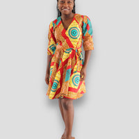 Midi Jurk van Afrikaanse Print - Multicolor 3