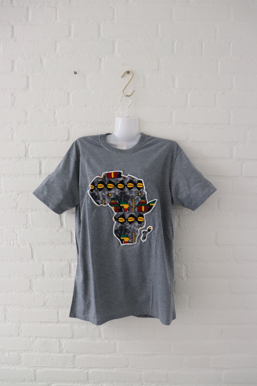 Afrikaanse Continent Print Tshirt (Unisex) - Grijs