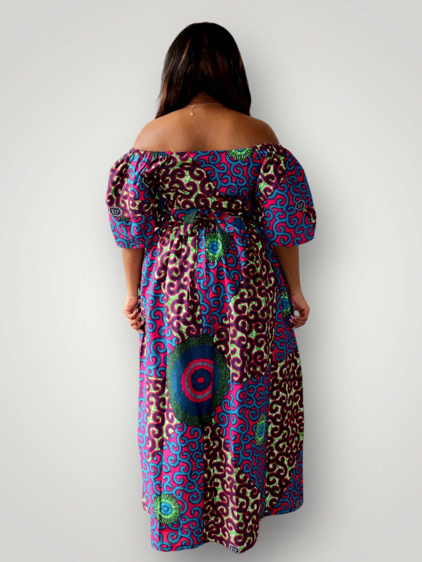 Wrap Top en Maxi Rok met Slit Co-ord Set - Blauw/Roze