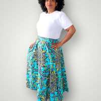Maxi Rok van Afrikaanse Print - Blauwgroen