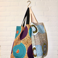Tote Tas in Afrikaanse Print - Groen/Licht Roze