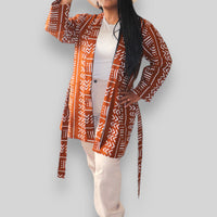 Kimono Vest van Afrikaanse Print - Bruin
