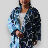 Kimono Vest van Afrikaanse Print - Blauw