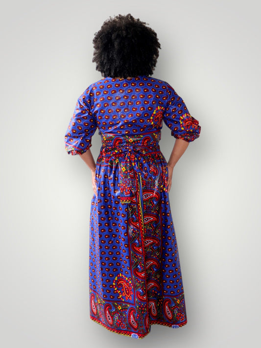 Top & Maxi Rok Co-Ord Set van Afrikaanse Print - Multicolor