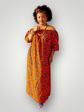 Afbeelding in Gallery-weergave laden, Off Shoulder Maxi Jurk van Afrikaanse Print - Oranje
