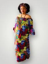 Afbeelding in Gallery-weergave laden, Off Shoulder Maxi Jurk van Afrikaanse Print - Multicolor 3
