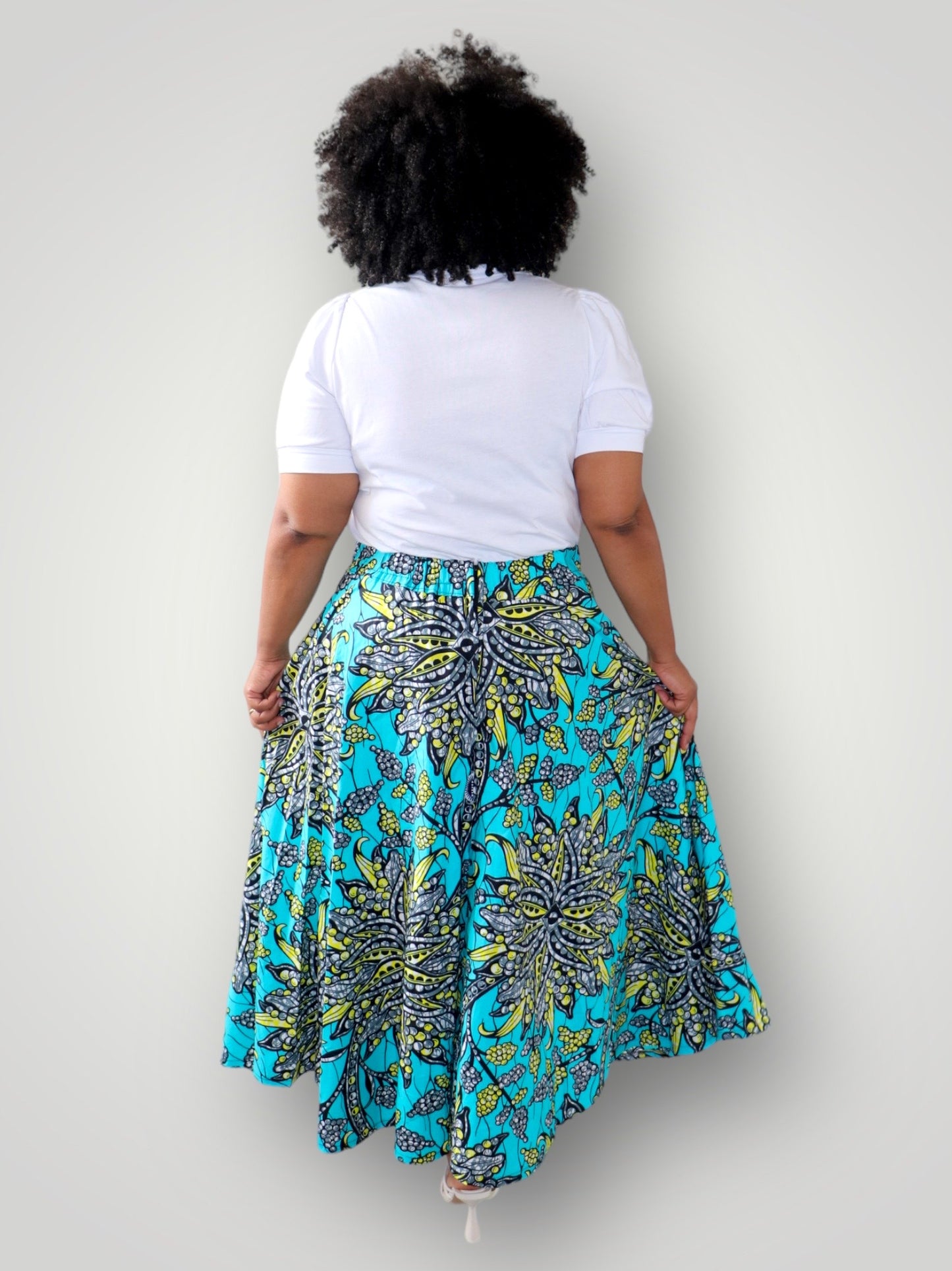 Maxi Rok van Afrikaanse Print - Blauwgroen