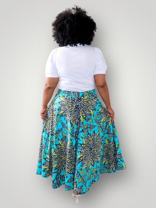 Maxi Rok van Afrikaanse Print - Blauwgroen