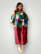 Afbeelding in Gallery-weergave laden, Off Shoulder Maxi Jurk van Afrikaanse Print - Multicolor 2
