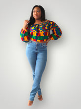 Afbeelding in Gallery-weergave laden, Off Shoulder Top van Afrikaanse Print - Kente 2
