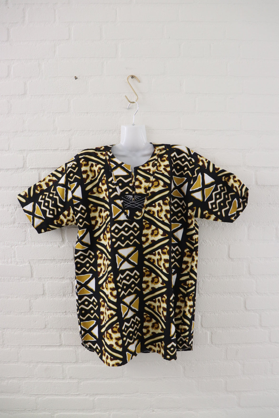 Afrikaanse Print Tshirt - Geel/Zwart