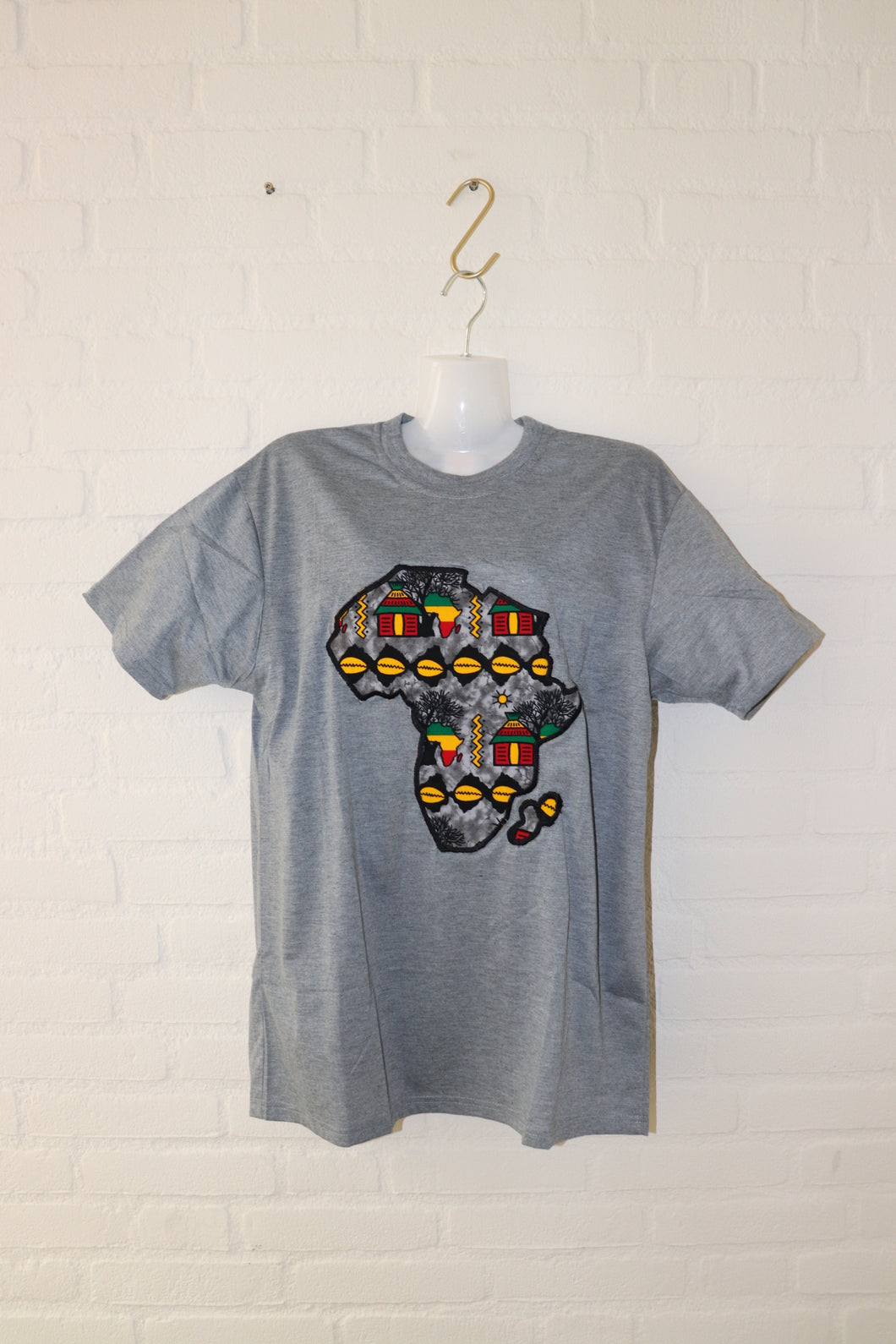 Afrikaanse Continent Print Tshirt (Unisex) - Grijs