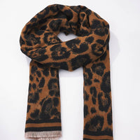 Wollen sjaal met luipaardmotief FL202DF: Kameel / 30% Wol - 70% Viscose