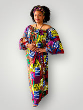 Afbeelding in Gallery-weergave laden, Off Shoulder Maxi Jurk van Afrikaanse Print - Multicolor 3
