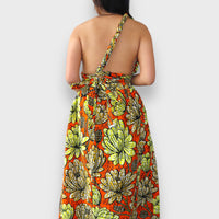 Infinity  Multiway Maxi Jurk van Afrikaanse Print - Oranje/Geel