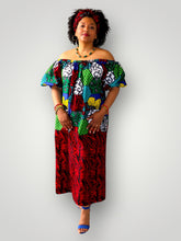 Afbeelding in Gallery-weergave laden, Off Shoulder Maxi Jurk van Afrikaanse Print - Multicolor 4
