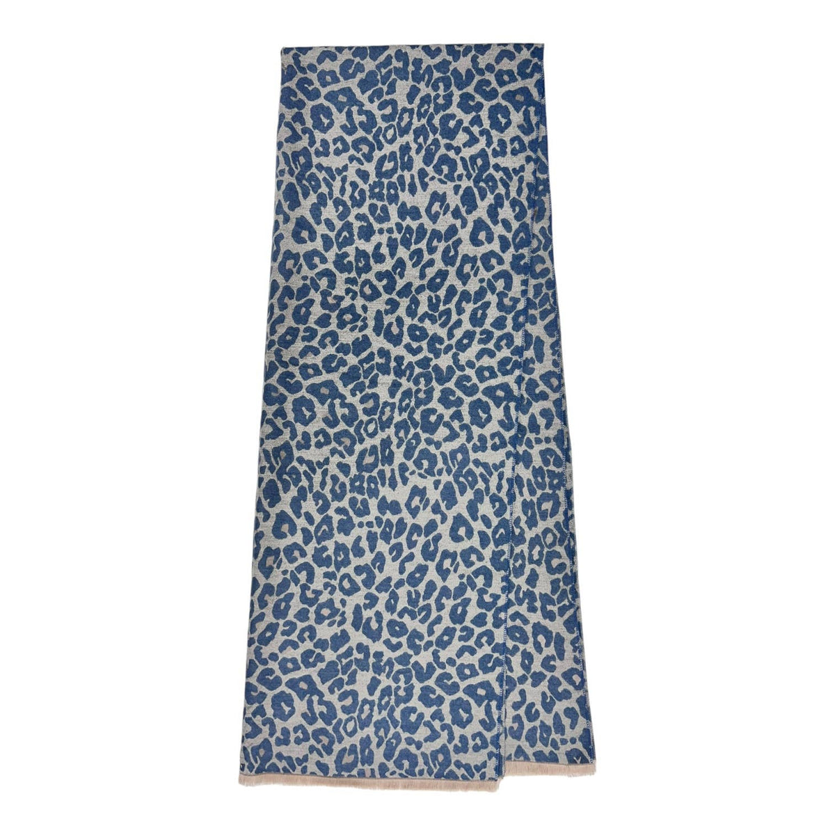 Wintersjaal met luipaardprint en franjes