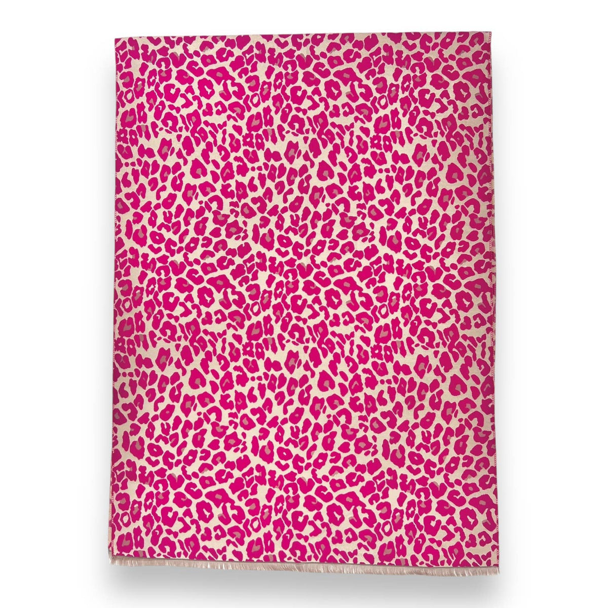 Wintersjaal met luipaardprint en franjes