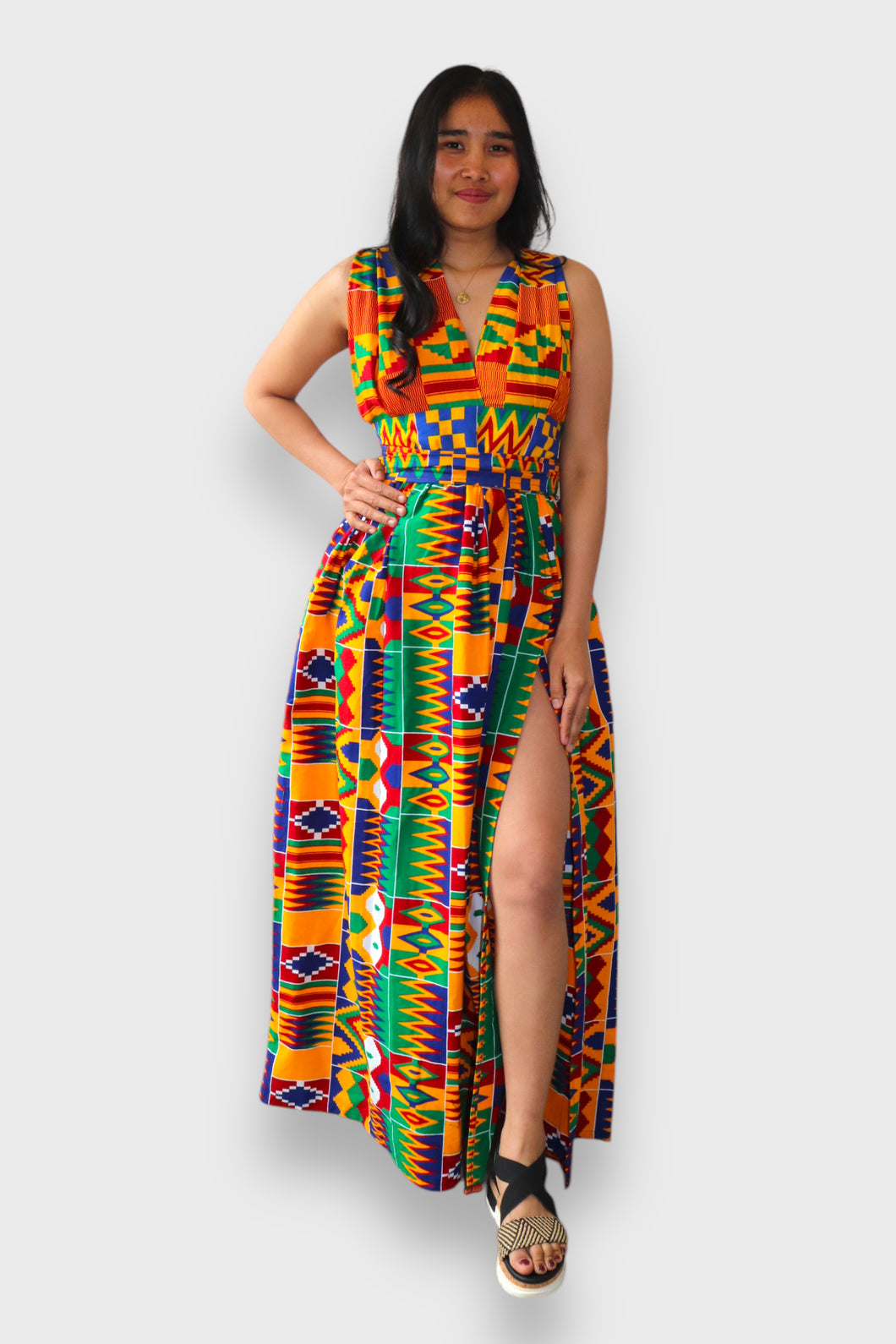 Infinity  Multiway Maxi Jurk van Afrikaanse Print - Kente