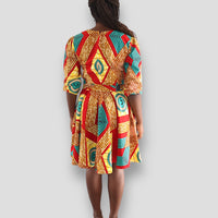 Midi Jurk van Afrikaanse Print - Multicolor 3