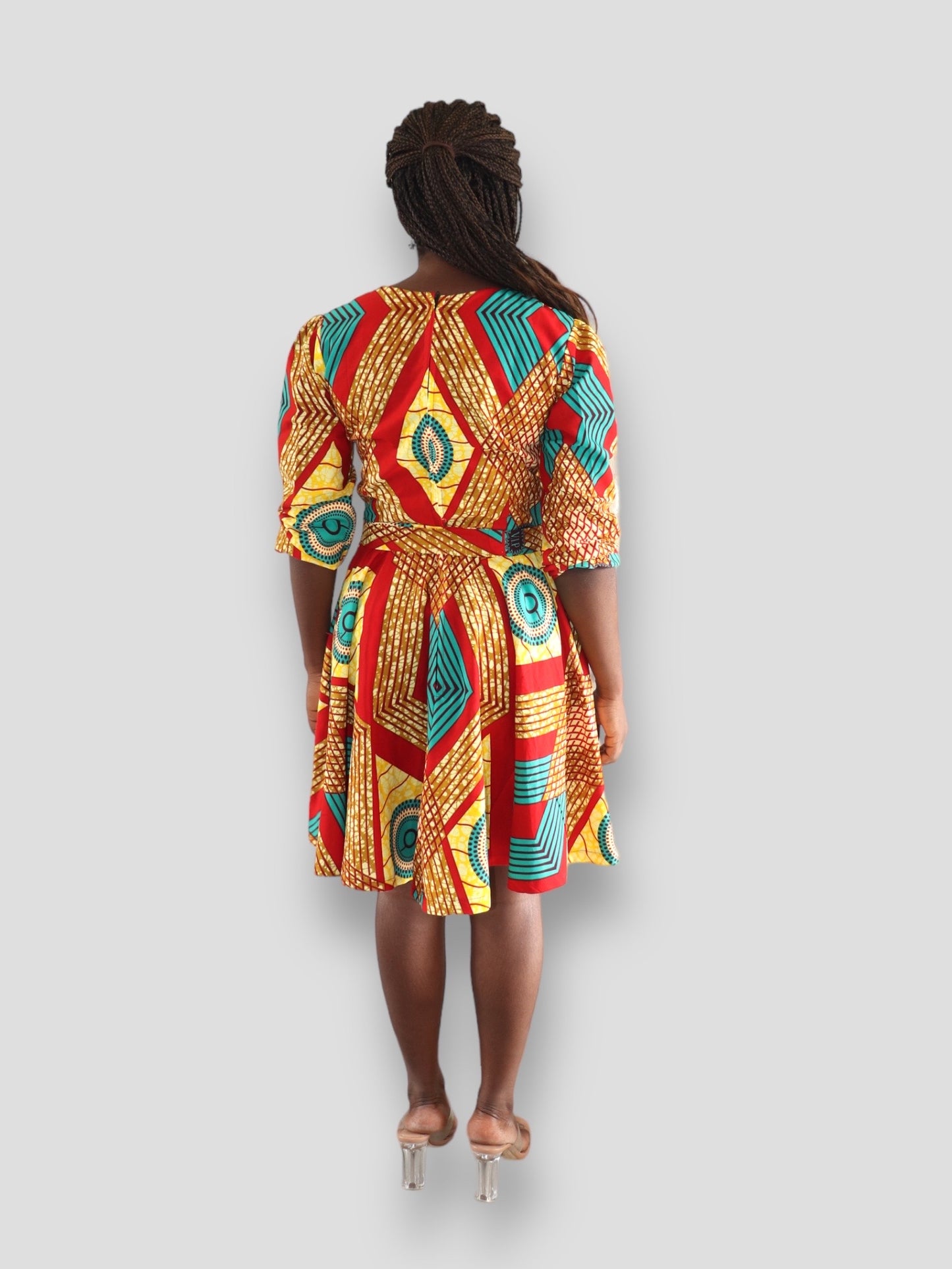Midi Jurk van Afrikaanse Print - Multicolor 3
