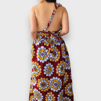 Infinity Multiway Maxi Jurk van Afrikaanse Print - Bordeaux met Bloemen