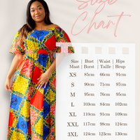 Off Shoulder Maxi Jurk van Afrikaanse Print - Multicolor 4