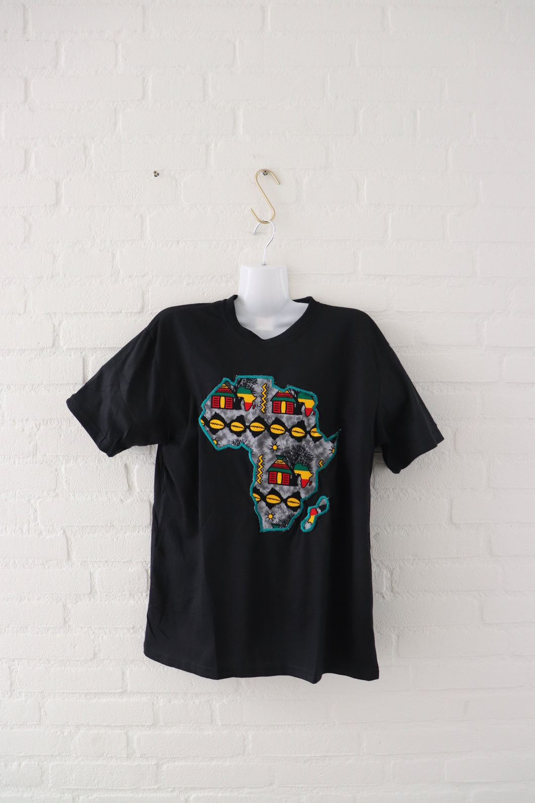 Afrikaanse Continent Print Tshirt (Unisex) - Zwart