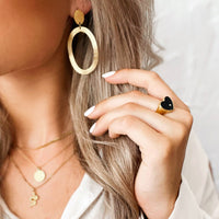 Statement oorbellen grote ovale ring - goud
