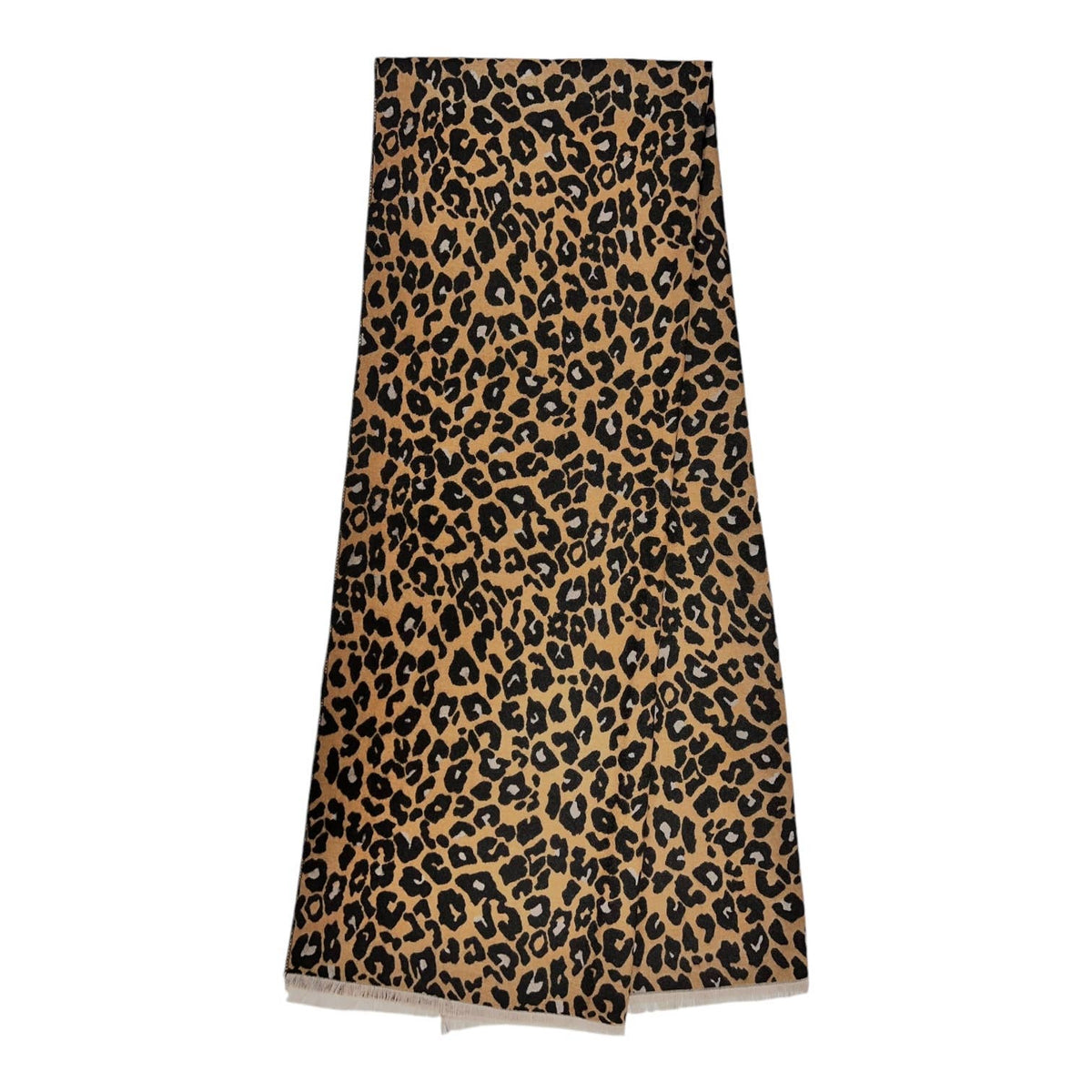 Wintersjaal met luipaardprint en franjes