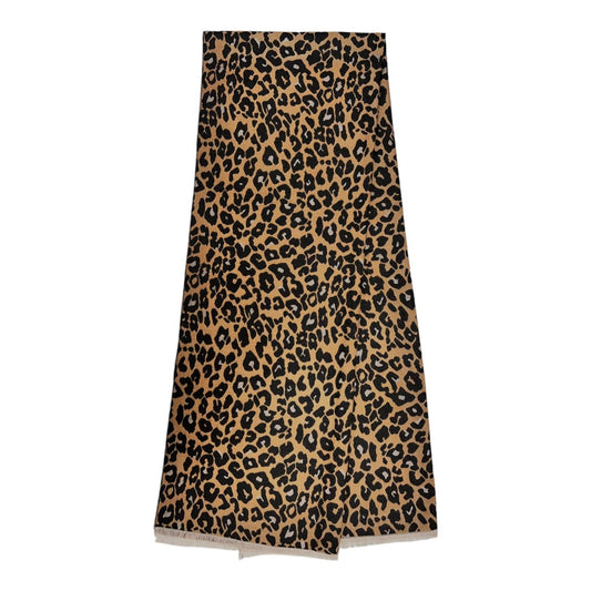 Wintersjaal met luipaardprint en franjes