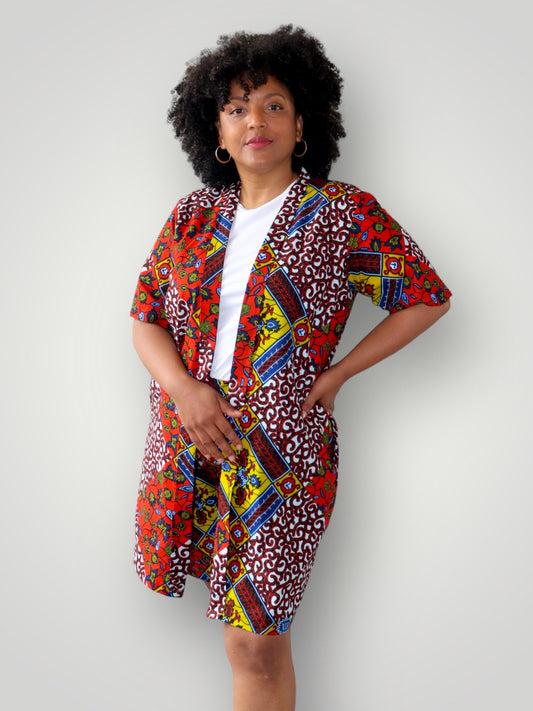 Kimono Vest & Shorts Co-ord Set - Multicolor