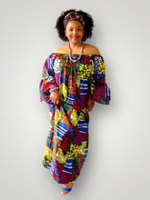 Afbeelding in Gallery-weergave laden, Off Shoulder Maxi Jurk van Afrikaanse Print - Multicolor 3
