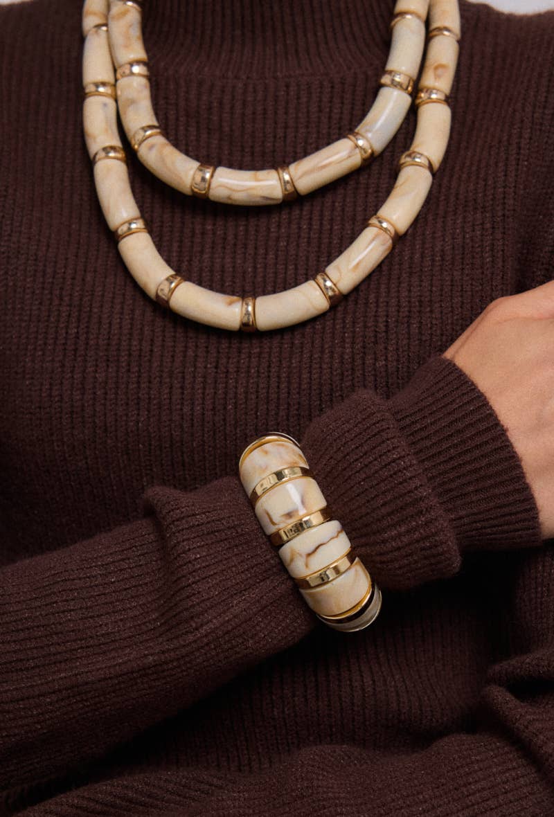 Fantasiearmband 3WY03: Beige / Acryl 70%, CCB 30%