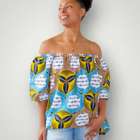 Off Shoulder Top van Afrikaanse Print - Multicolor