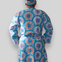Kimono Vest in Afrikaanse Print - Blauw/Roze