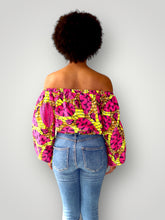 Afbeelding in Gallery-weergave laden, Off Shoulder Top van Afrikaanse Print - Roze/Geel
