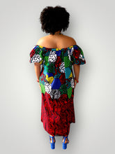 Afbeelding in Gallery-weergave laden, Off Shoulder Maxi Jurk van Afrikaanse Print - Multicolor 4
