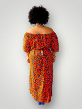 Afbeelding in Gallery-weergave laden, Off Shoulder Maxi Jurk van Afrikaanse Print - Oranje
