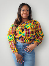 Afbeelding in Gallery-weergave laden, Kente Off Shoulder Top van Afrikaanse Print 1 Kente -
