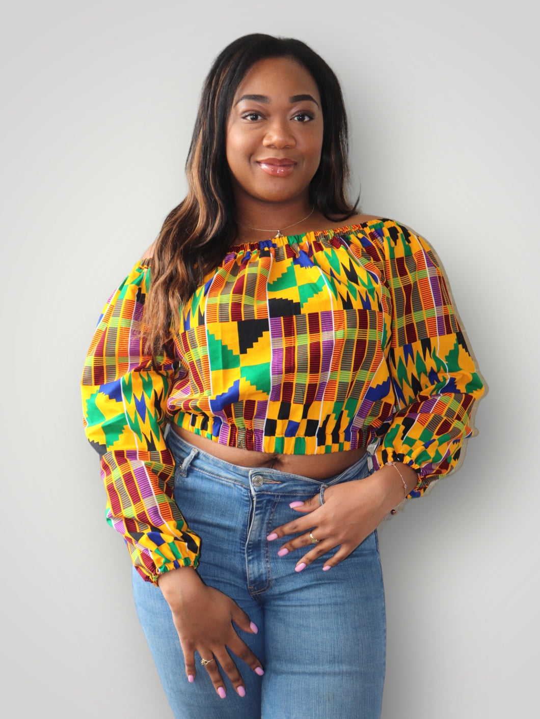 Kente Off Shoulder Top van Afrikaanse Print 1 Kente -