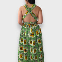 Infinity  Multiway Maxi Jurk van Afrikaanse Print - Groen/Geel