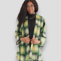 Kimono van Afrikaanse Print- Groen/Geel