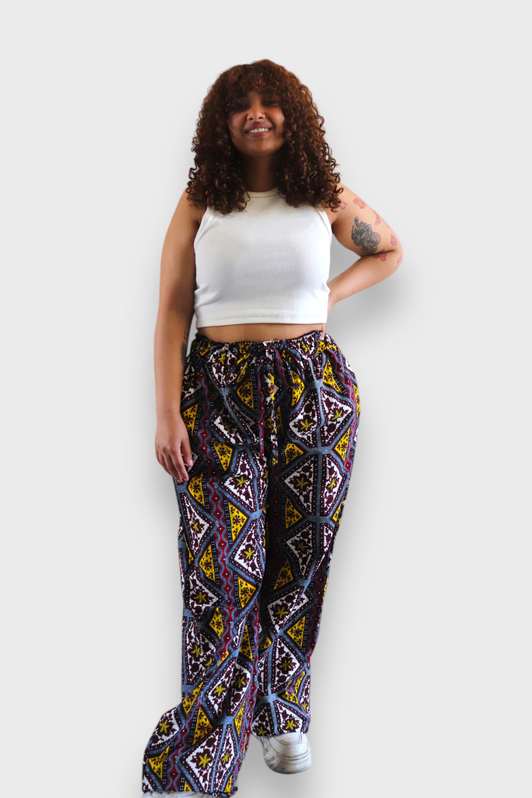 Baggy broek met kleurrijke Aztec-print