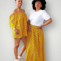 Off Shoulder Top van Afrikaanse Print - Geel