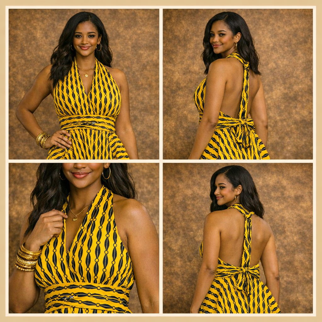 Infinity Multiway Midi Jurk van Afrikaanse Print